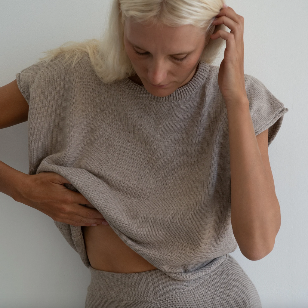 Nora Knit Vest, Fawn