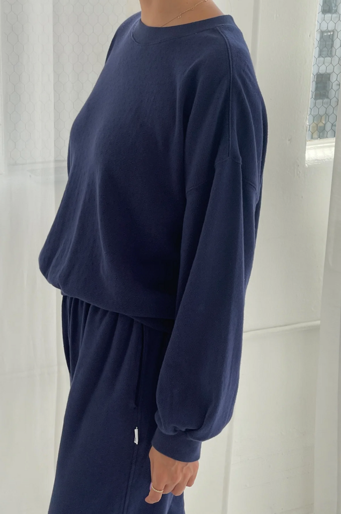 Pointelle Core Sweatshirt, Navy