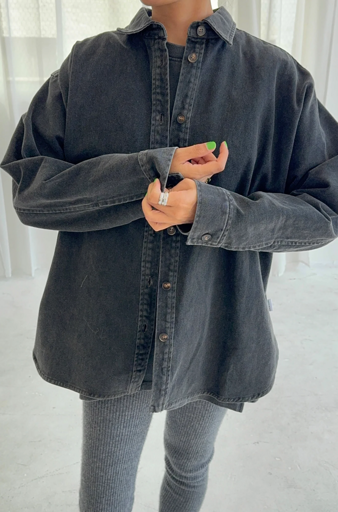 Theo Heavy Denim Jacket, Black Denim
