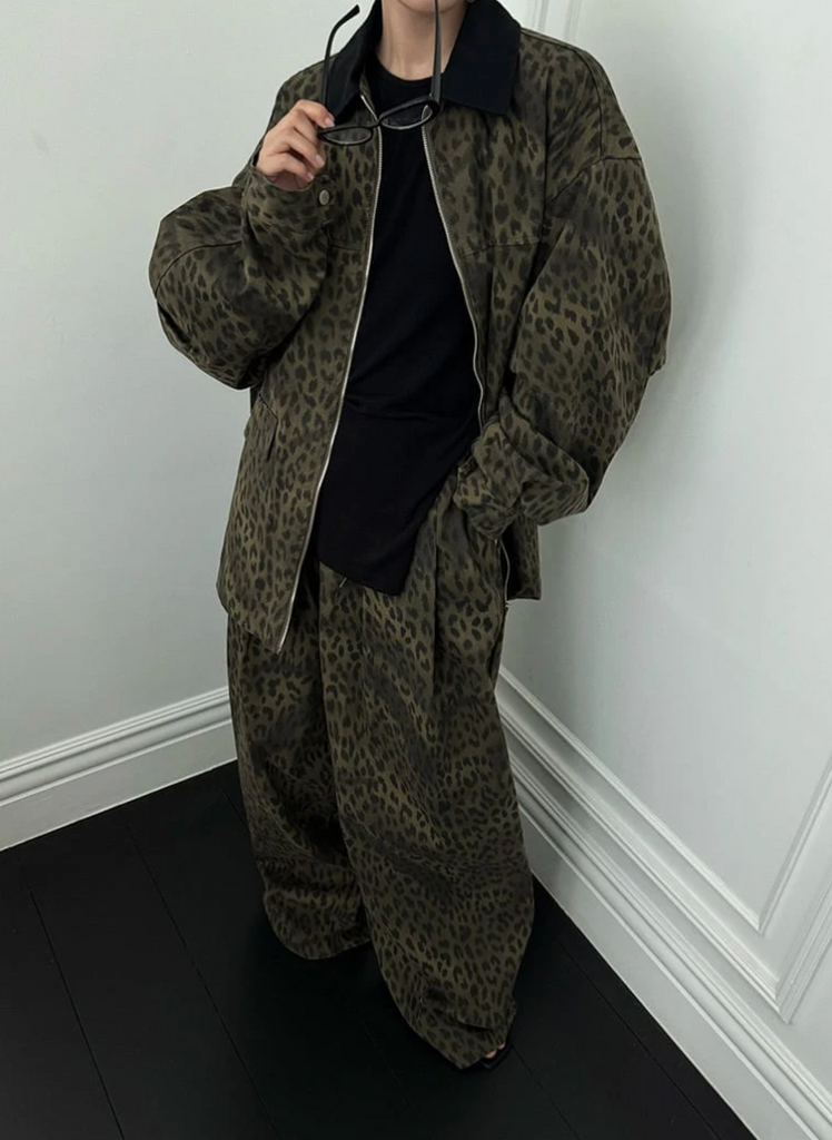 Genevieve Jacket, Olive Leopard