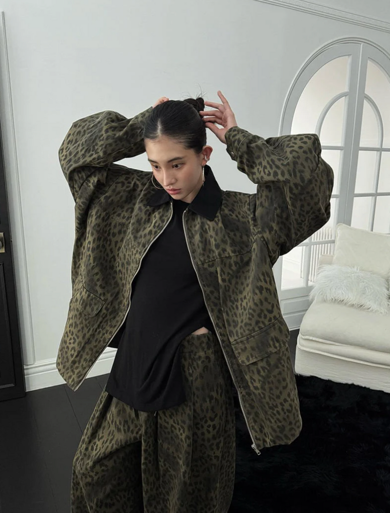 Genevieve Jacket, Olive Leopard