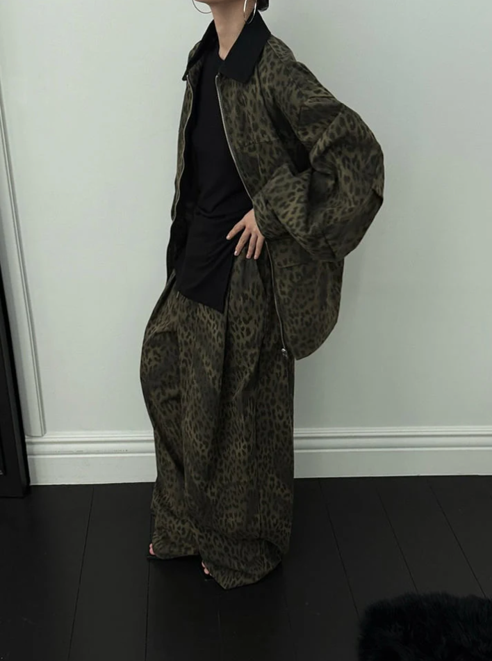 Genevieve Jacket, Olive Leopard