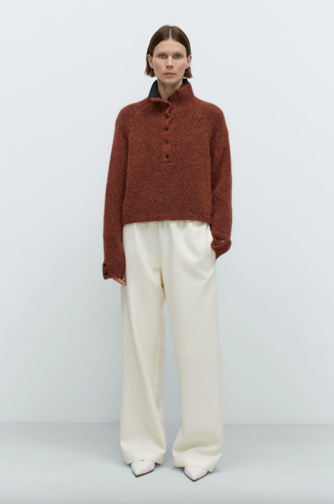 Baby Alpaca Polo Sweater, Terracotta