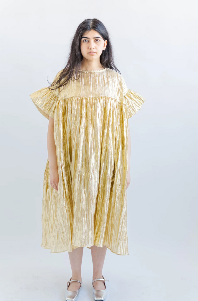 Mushroom Dress, Gold Metallic