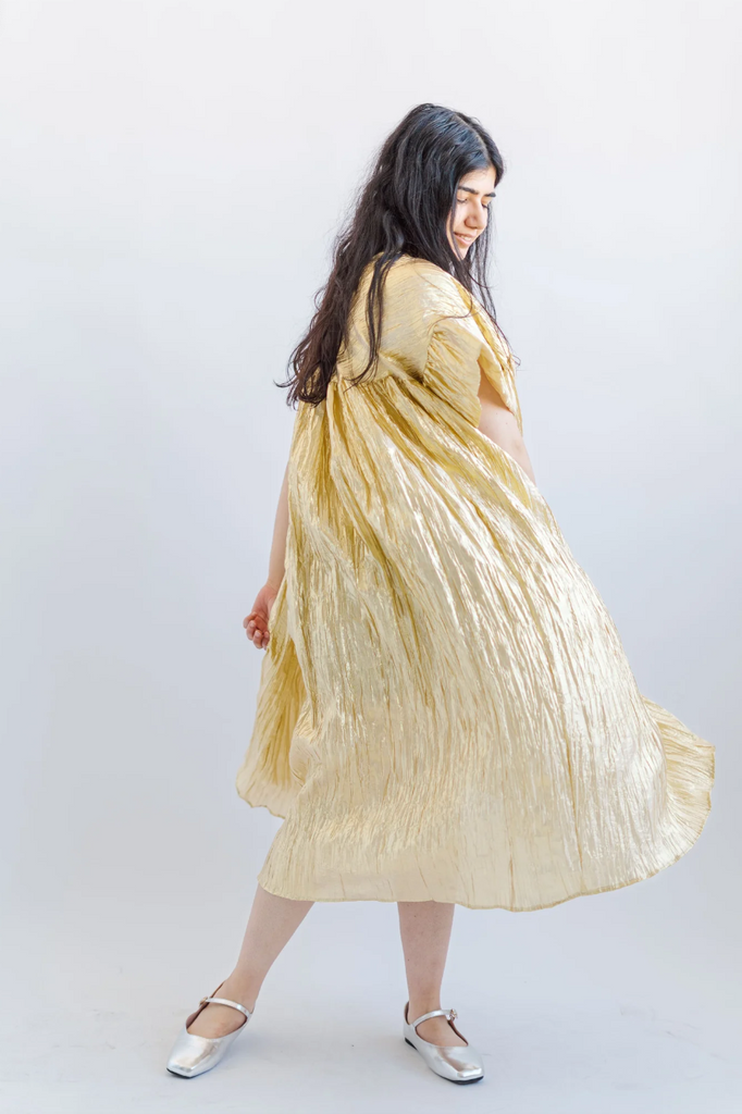 Mushroom Dress, Gold Metallic