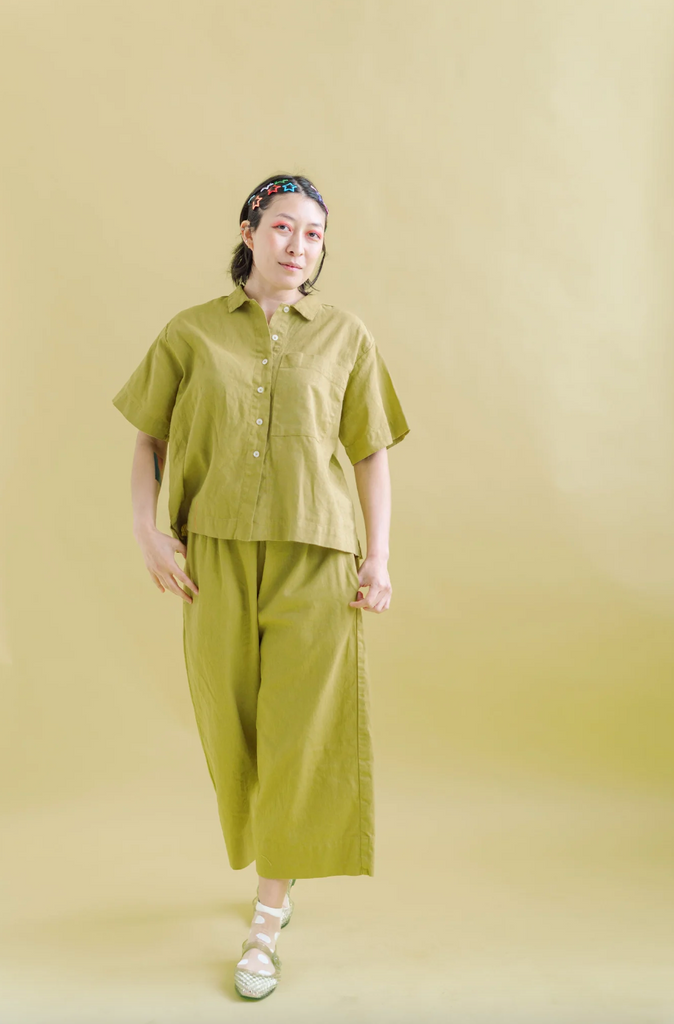 Mid Easy Pant, Chartreuse Linen