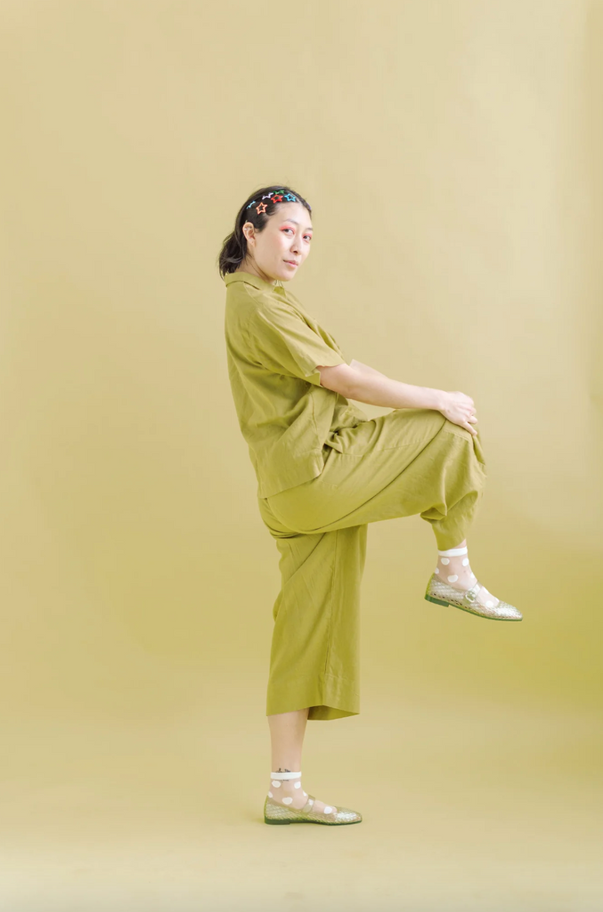 Mid Easy Pant, Chartreuse Linen