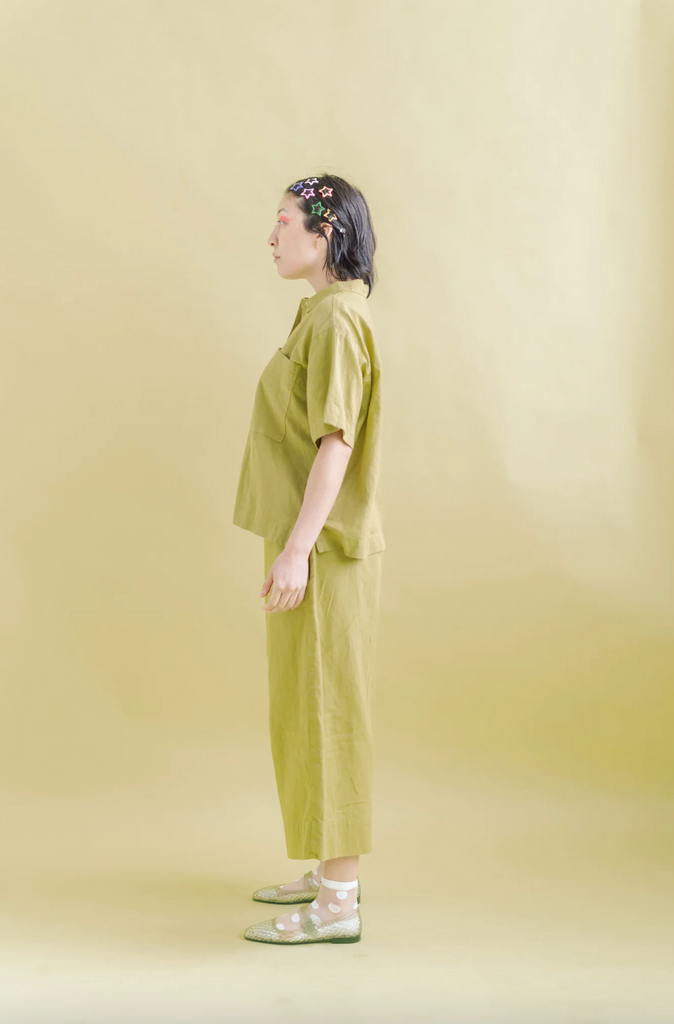 Mid Easy Pant, Chartreuse Linen