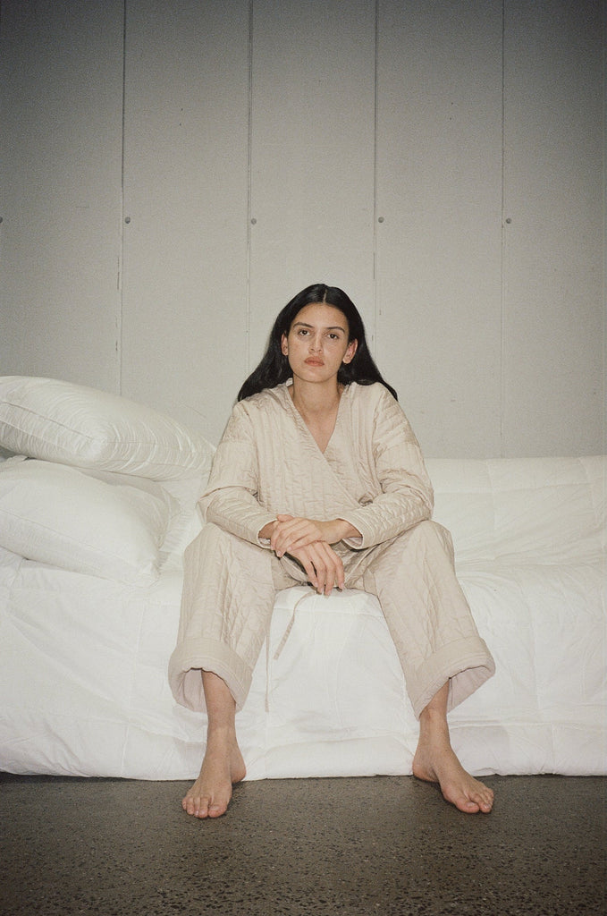 The Straight Quilted Pant, Fawn