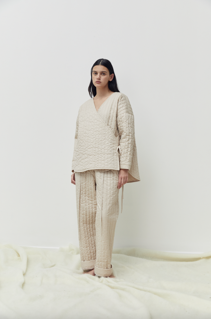 The Straight Quilted Pant, Fawn