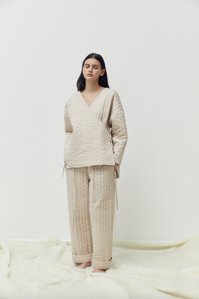 The Straight Quilted Pant, Fawn