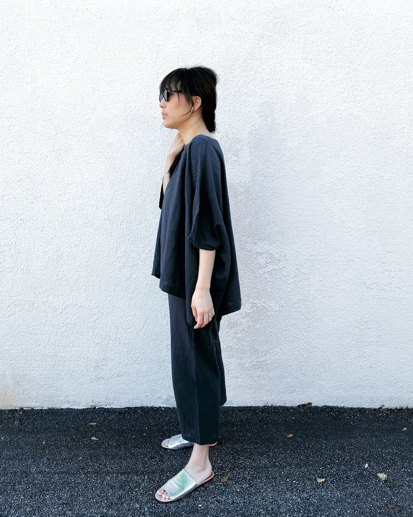 Charcoal Coarse Cotton Cube Top