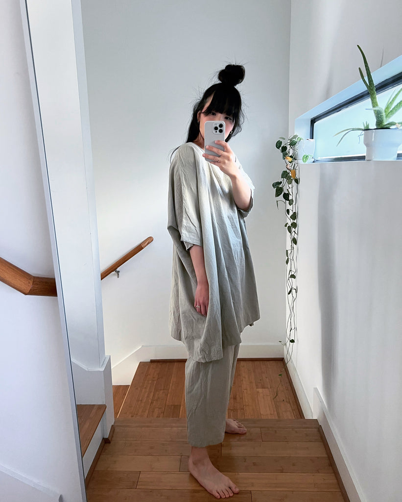 Oatmeal Coarse Cotton Pants