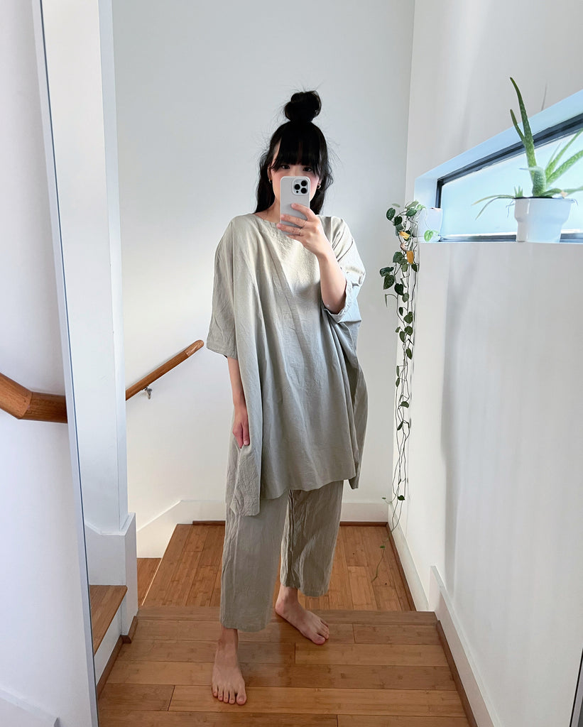 Oatmeal Coarse Cotton Pants