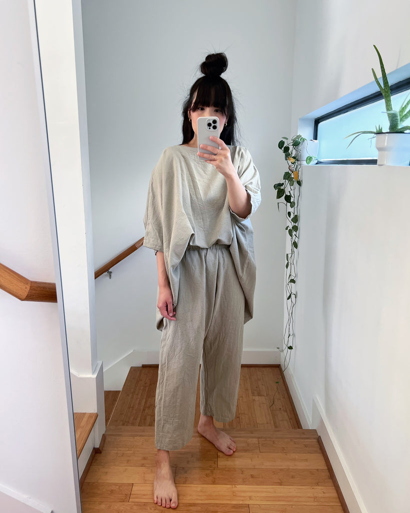 Oatmeal Coarse Cotton Pants