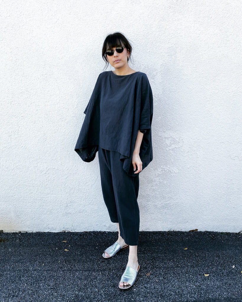Charcoal Coarse Cotton Cube Top