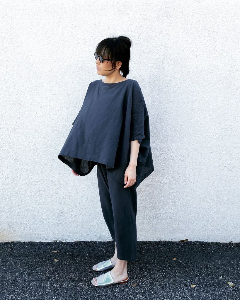 Charcoal Coarse Cotton Cube Top