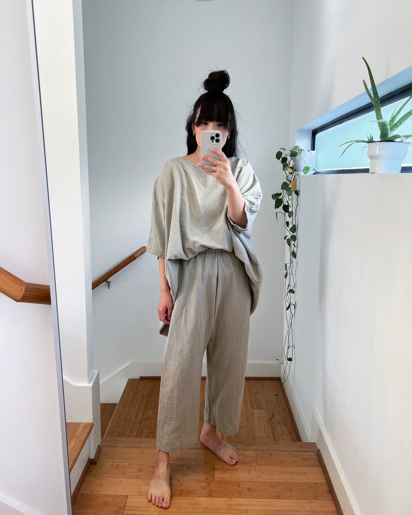 Oatmeal Coarse Cotton Pants